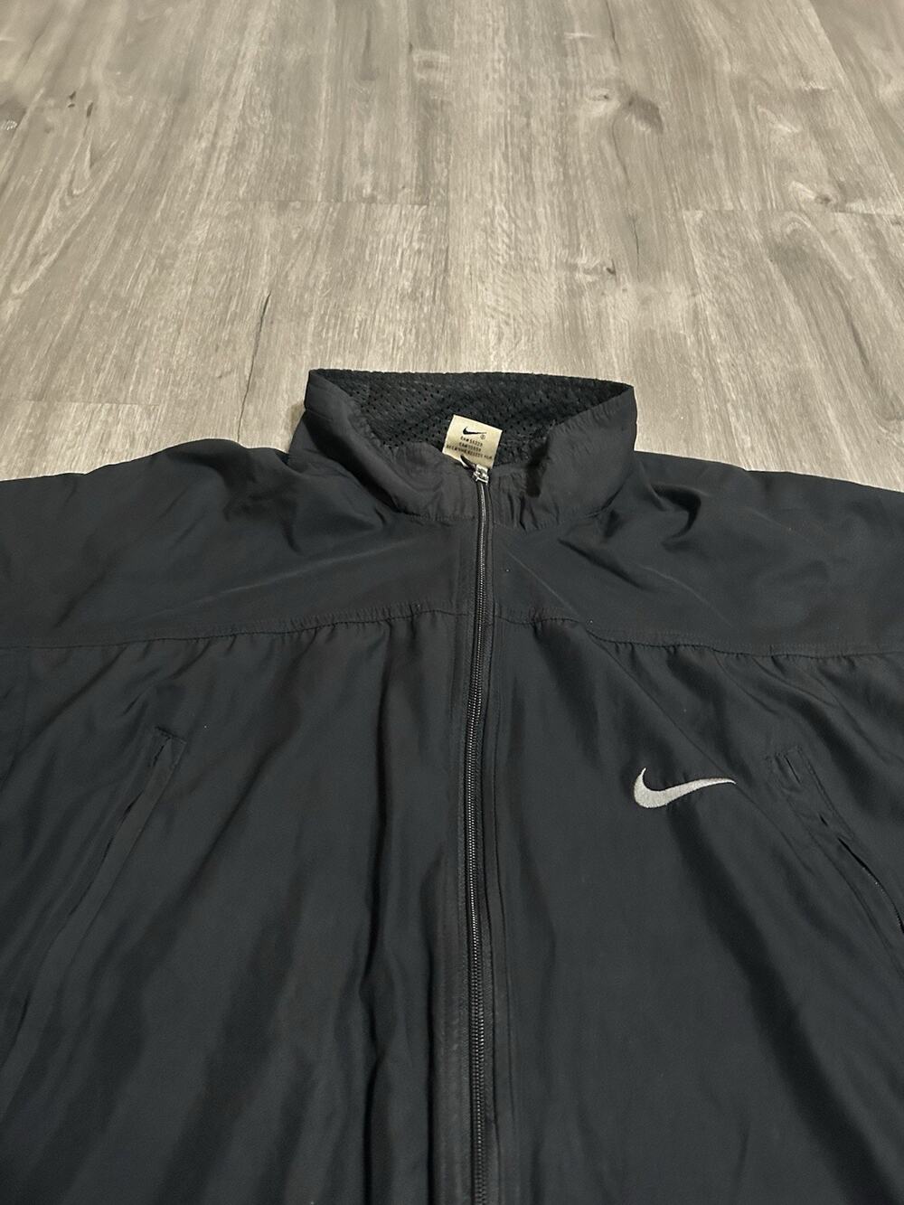 Vintage 90s Nike White Tag Full Zip Windbreaker Jacket Black Mens Large Swoosh